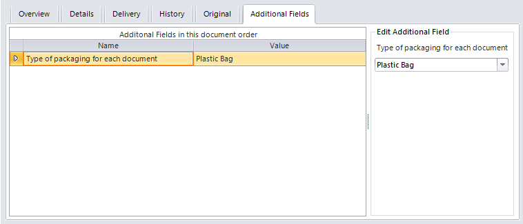 Example of fields displayed in the Additional Fields tab.