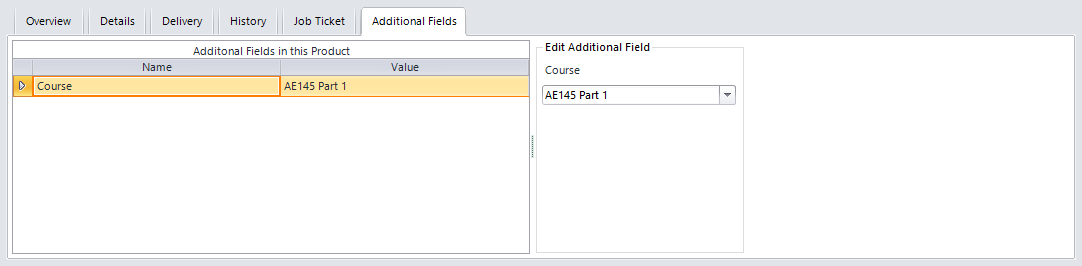 Example of fields displayed in the Additional Fields tab.