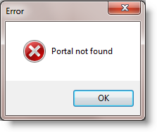 Example of error message when the portal entered is not recognised.