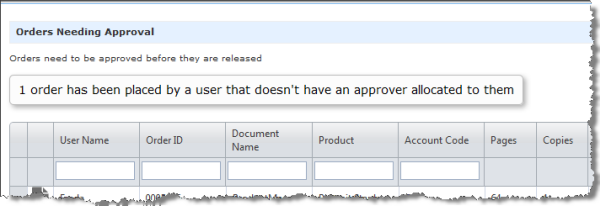 Example of the message seen by default approver