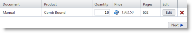 Pricing showing in the shopping basket