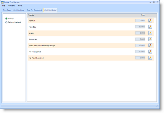 Example of the layout of the Cost Per Page.