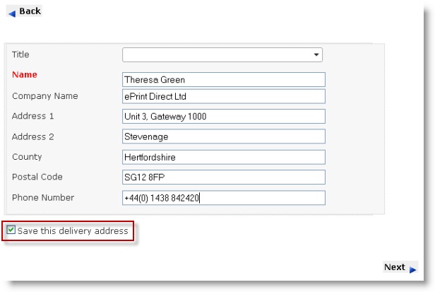 Example Delivery Address