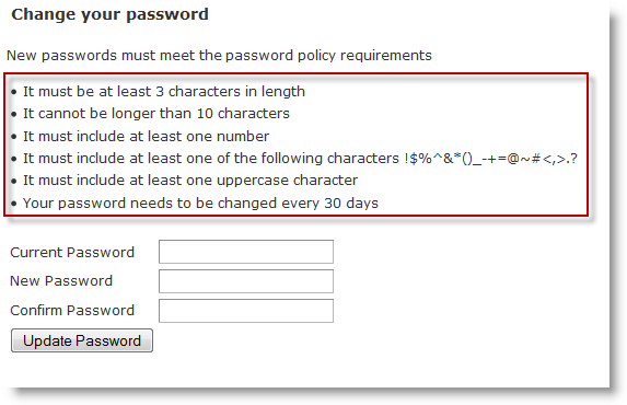 Setting Criteria For Passwords