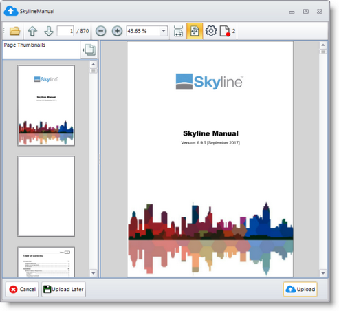 An example of a document being viewed with Skyline Printer before being uploaded and ordered using the Skyline website.